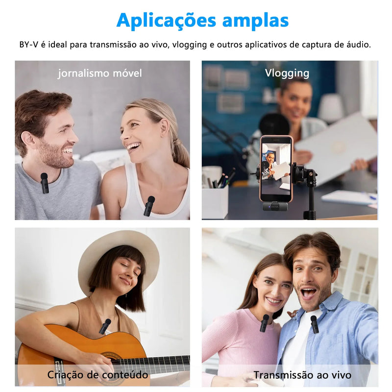 Boya BY-V2 - Microfone de Lapela Sem Fio 2.4G Premium