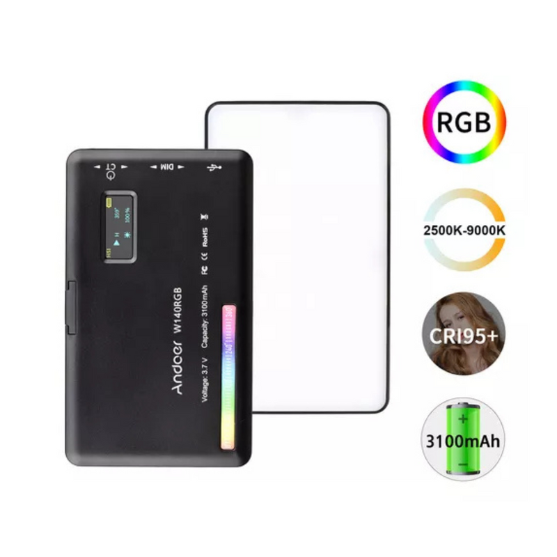 LumenAura W140 Pro RGB - quadradinho de Luz Portátil profissional LED