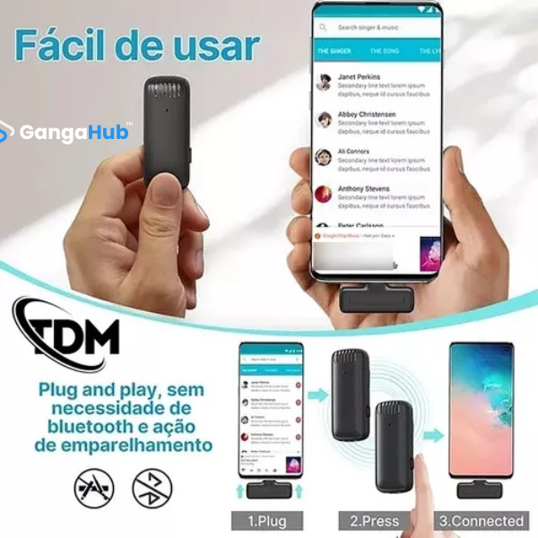 SoundMax Dual - Microfone Sem Fio Lapela Ulanzi J12 para Gravações e Lives